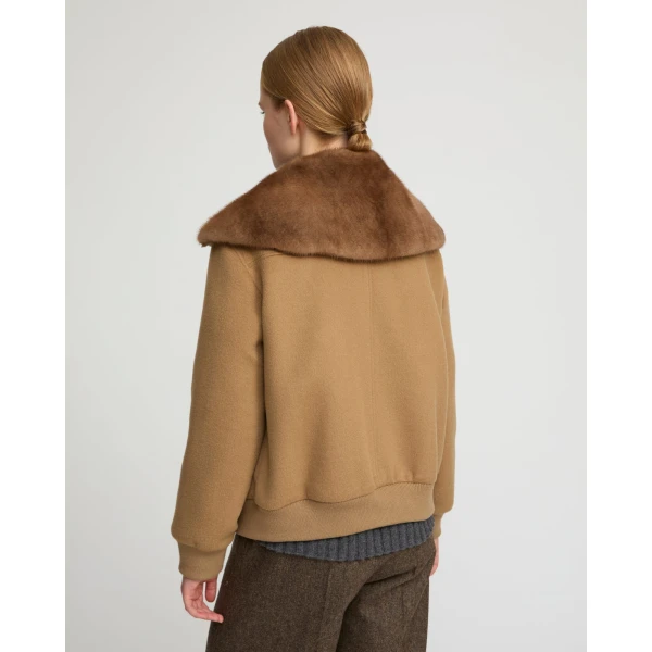 Yves Salomon Cropped Cashmere-Blend Blouson with Removable Mink Collar in Camel | Jackets | Coveti