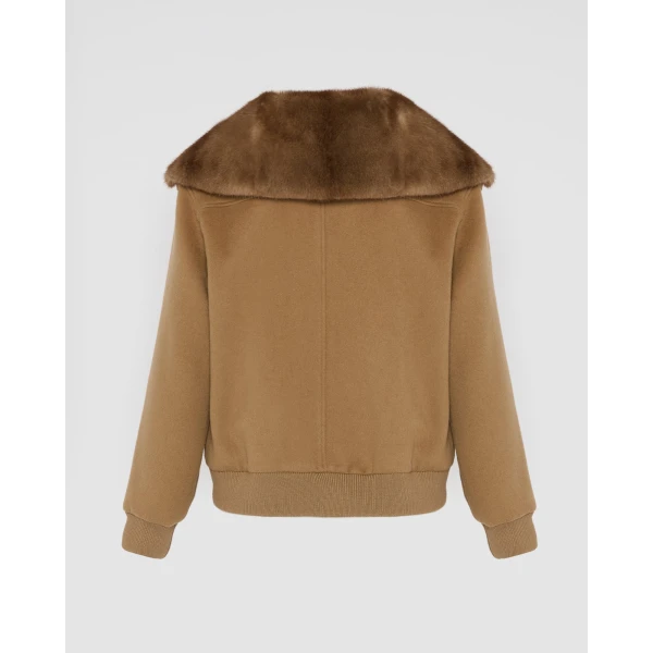 Yves Salomon Cropped Cashmere-Blend Blouson with Removable Mink Collar in Camel | Jackets | Coveti
