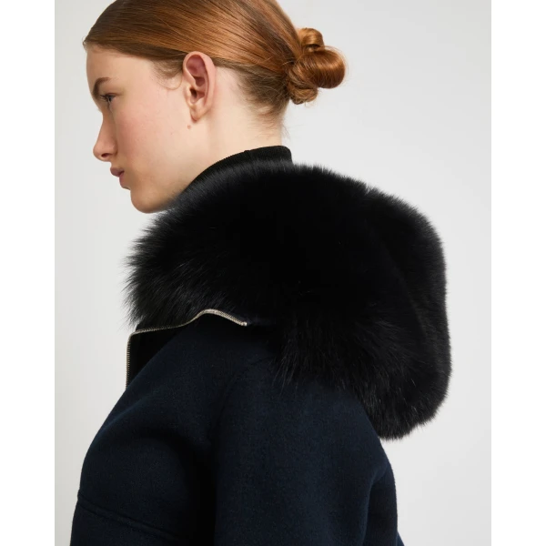 Yves Salomon Cropped Cashmere Wool Jacket with Fox Fur Collar in Beige | Jackets | Coveti