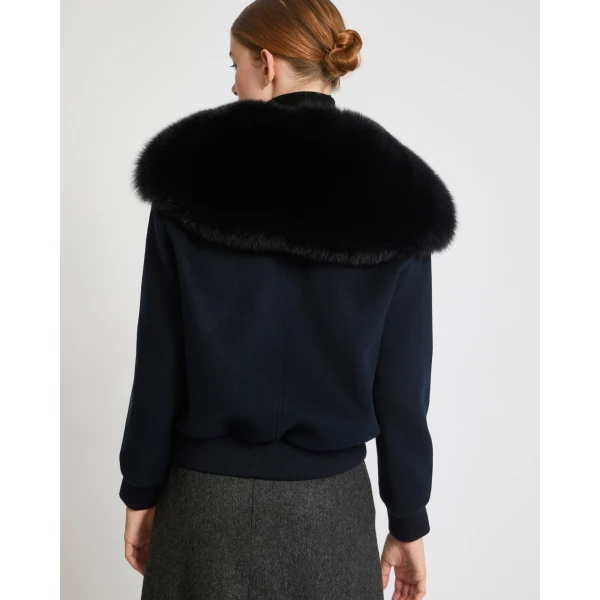 Yves Salomon Cropped Cashmere Wool Jacket with Fox Fur Collar in Beige | Jackets | Coveti