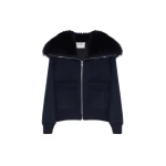 Yves Salomon Cropped Cashmere Wool Jacket with Fox Fur Collar in Beige | Women | Coveti