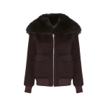 Yves Salomon Cropped Cashmere Wool Jacket with Fox Fur Collar in Bordeaux | Women | Coveti