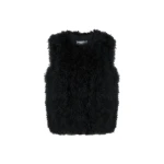 Yves Salomon Cropped Feather Gilet in Black | Women | Coveti