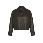 Yves Salomon Cropped Lambskin Leather Shirt in Brown | Shirts | Coveti