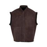 Yves Salomon Curly Merino Lambskin Sleeveless Gilet in Brown | Vests | Coveti