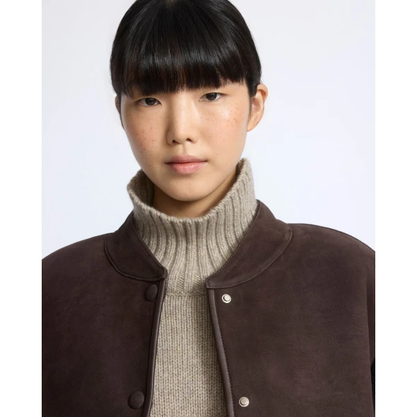 Yves Salomon Curly Merino Lambskin Sleeveless Gilet in Brown | Vests | Coveti