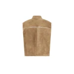 Yves Salomon Curly Merino Lambskin Sleeveless Gilet in Camel | Vests | Coveti