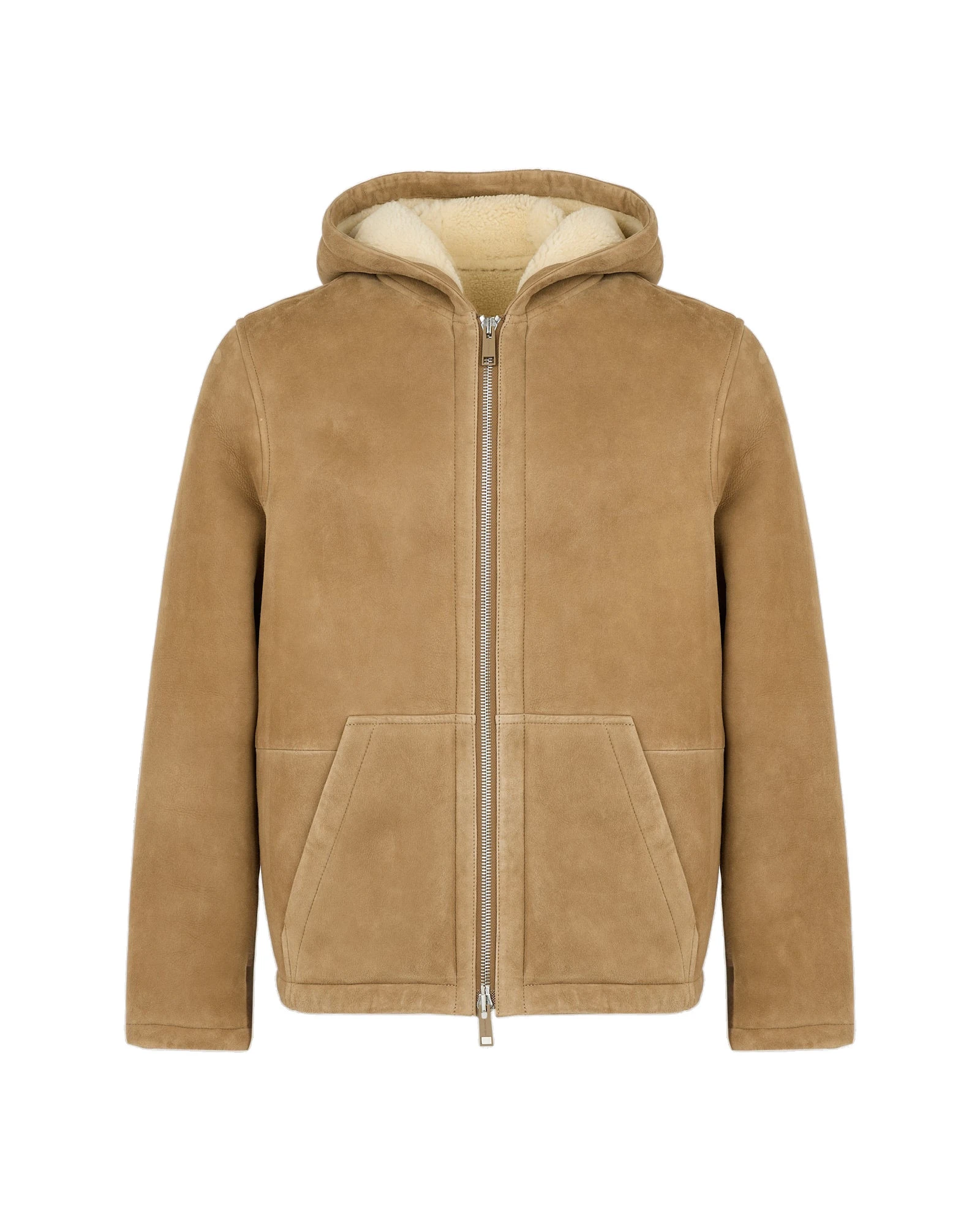 Yves Salomon Curly Merino Shearling Suede Hoodie in Beige and White Yves Salomon Curly Merino Shearling Suede Hoodie in Beige and White | Men Jackets | Coveti