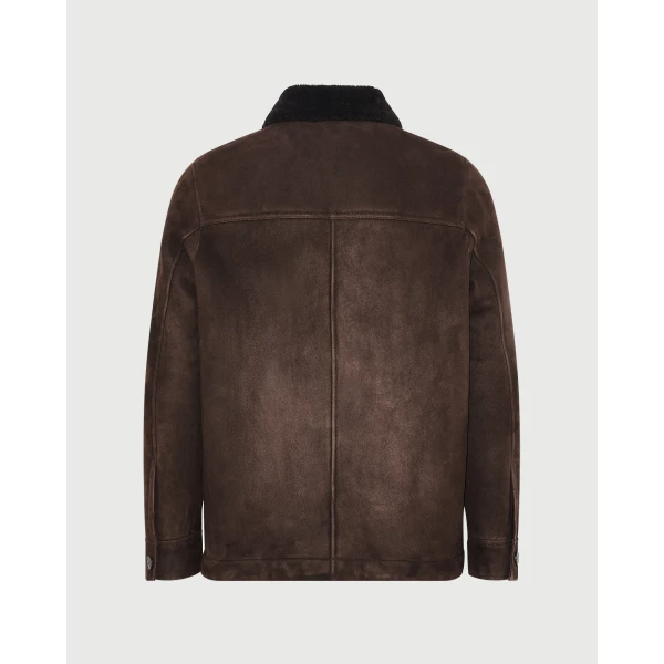 Yves Salomon Curly Wool Suede Lambskin Shearling Jacket in Brown | Men's Jackets | Coveti