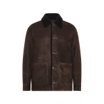 Yves Salomon Curly Wool Suede Lambskin Shearling Jacket in Brown | Men Jackets | Coveti