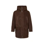 Yves Salomon Curly Wool Suede Lambskin Shearling Parka in Brown | Men Jackets | Coveti