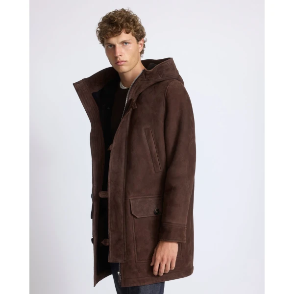 Yves Salomon Curly Wool Suede Lambskin Shearling Parka in Brown | Men's Jackets | Coveti