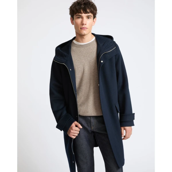 Yves Salomon Double-Faced Cashmere Hooded Coat in Navy | Men's Coats | Coveti