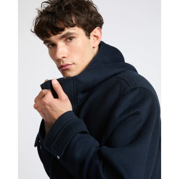 Yves Salomon Double-Faced Cashmere Hooded Coat in Navy | Men's Coats | Coveti