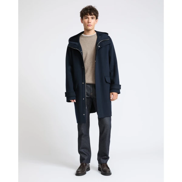 Yves Salomon Double-Faced Cashmere Hooded Coat in Navy | Men's Coats | Coveti