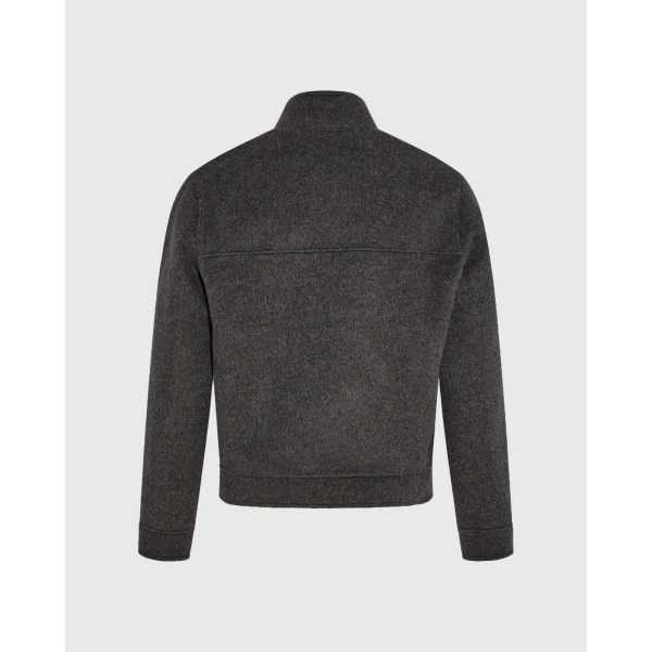 Yves Salomon Double-Sided Cashmere Jacket with Plucked Mink Collar in Grey Marl | Men's Jackets | Coveti