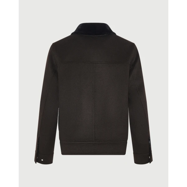 Yves Salomon Double-Sided Cashmere Jacket with Shaved Mink Collar in Brown | Men's Jackets | Coveti