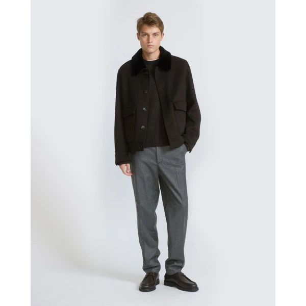 Yves Salomon Double-Sided Cashmere Jacket with Shaved Mink Collar in Brown | Men's Jackets | Coveti