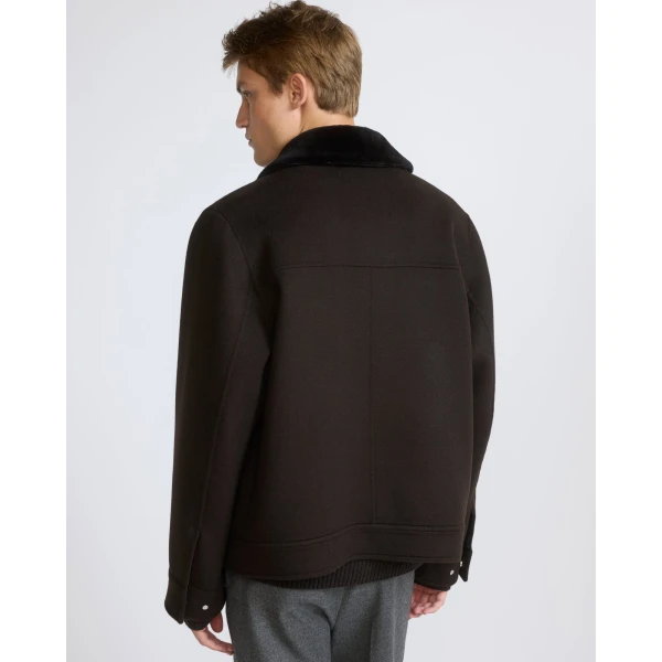 Yves Salomon Double-Sided Cashmere Jacket with Shaved Mink Collar in Brown | Men's Jackets | Coveti