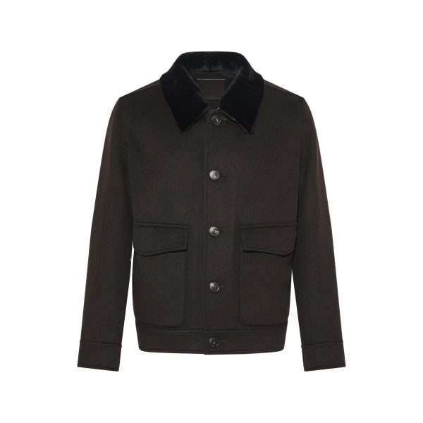 Yves Salomon Double-Sided Cashmere Jacket with Shaved Mink Collar in Brown | Men Jackets | Coveti