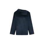 Yves Salomon Double-Sided Cashmere Wool Funnel Neck Blouse in Navy | Blouse | Coveti
