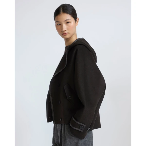 Yves Salomon Double-Sided Cashmere Wool Hooded Jacket in Brown | Jackets | Coveti
