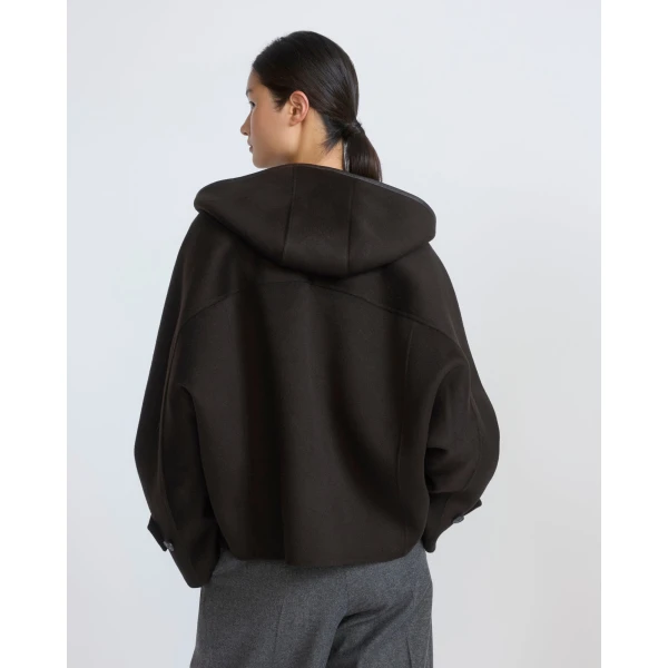 Yves Salomon Double-Sided Cashmere Wool Hooded Jacket in Brown | Jackets | Coveti