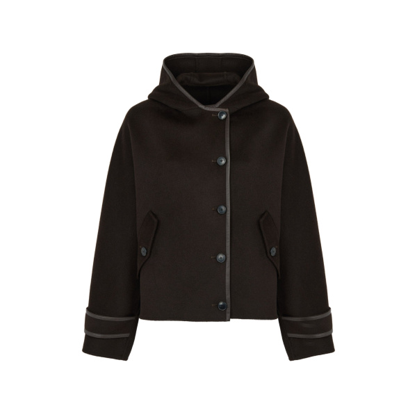 Yves Salomon Double-Sided Cashmere Wool Hooded Jacket in Brown | Jackets | Coveti