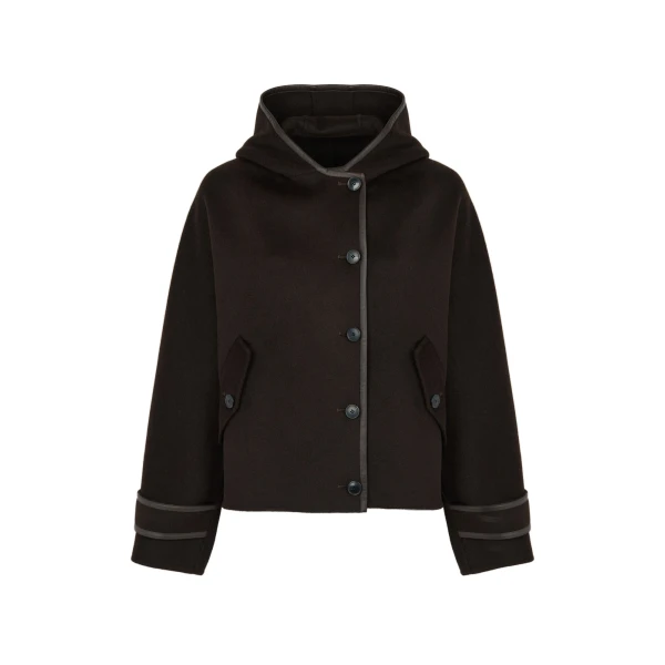 Yves Salomon Double-Sided Cashmere Wool Hooded Jacket in Brown | Jackets | Coveti