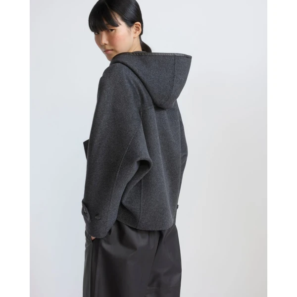 Yves Salomon Double-Sided Cashmere Wool Hooded Jacket in Grey | Jackets | Coveti