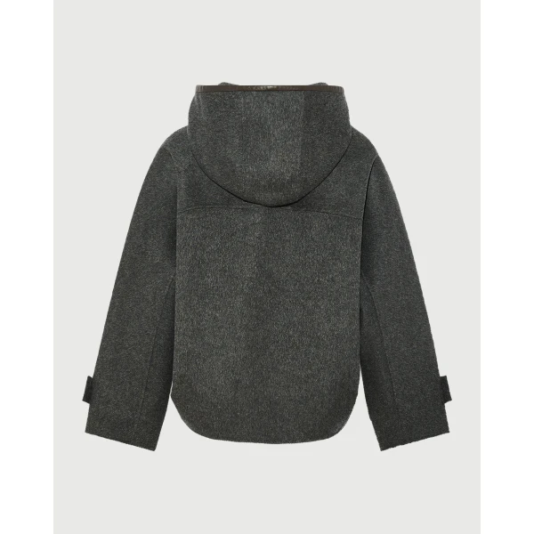 Yves Salomon Double-Sided Cashmere Wool Hooded Jacket in Grey | Jackets | Coveti