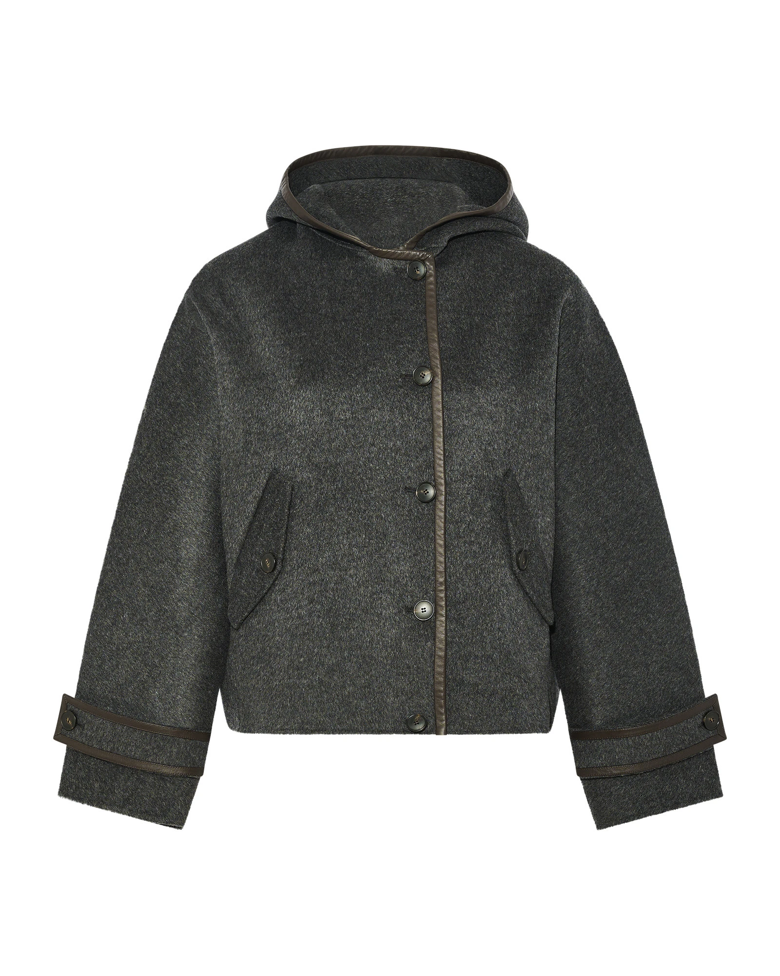 Yves Salomon Double-Sided Cashmere Wool Hooded Jacket in Grey Yves Salomon Double-Sided Cashmere Wool Hooded Jacket in Grey | Jackets | Coveti