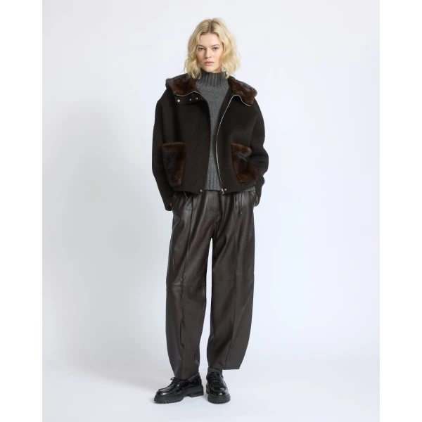 Yves Salomon Double-Sided Cashmere Wool Hooded Jacket with Mink Fur in Brown | Jackets | Coveti