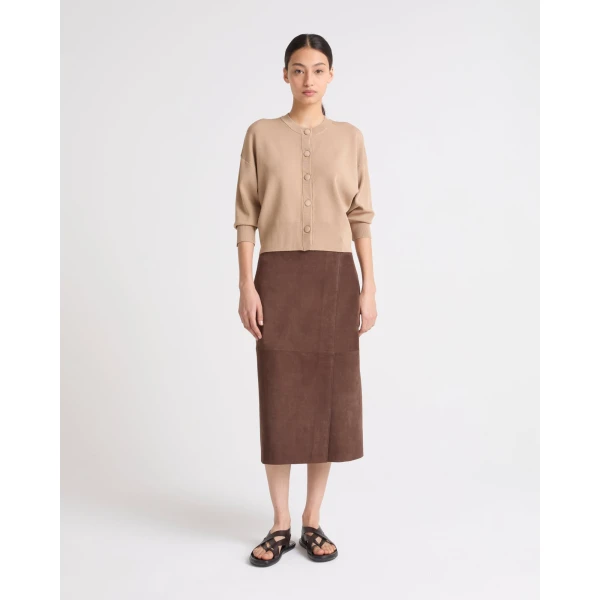 Yves Salomon Double-Sided Velour Lambskin Skirt in Bordeaux | Leather Skirts | Coveti