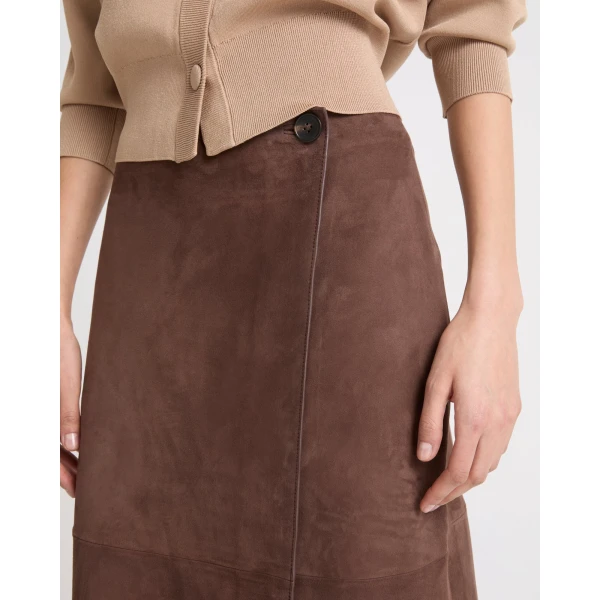 Yves Salomon Double-Sided Velour Lambskin Skirt in Bordeaux | Leather Skirts | Coveti