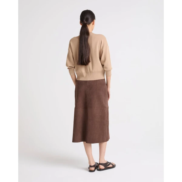 Yves Salomon Double-Sided Velour Lambskin Skirt in Bordeaux | Leather Skirts | Coveti