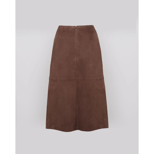 Yves Salomon Double-Sided Velour Lambskin Skirt in Bordeaux | Leather Skirts | Coveti
