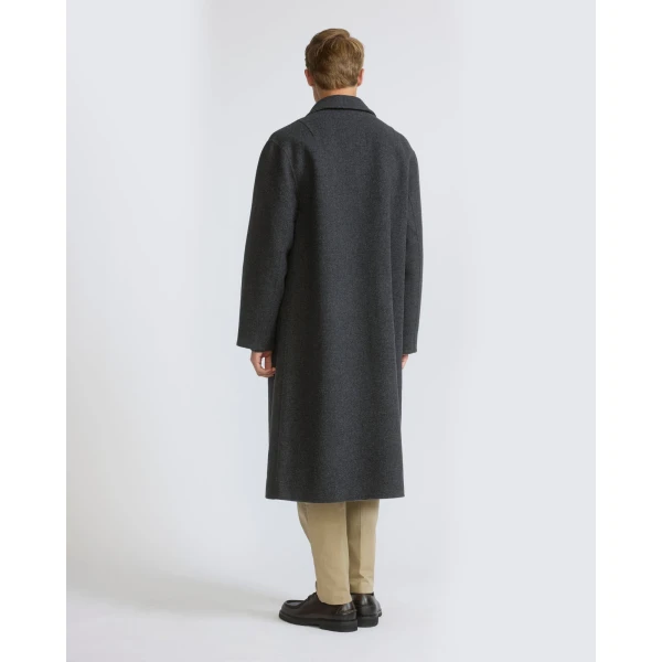 Yves Salomon Double-Sided Wool Coat with Check Interior in Grey | Men's Coats | Coveti