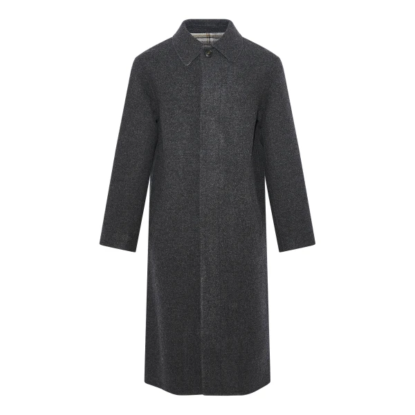 Double-Sided Wool Coat with Check Interior in Grey