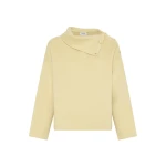 Yves Salomon Double-Sided Wool Funnel Neck Blouse in Pale Yellow | Blouse | Coveti
