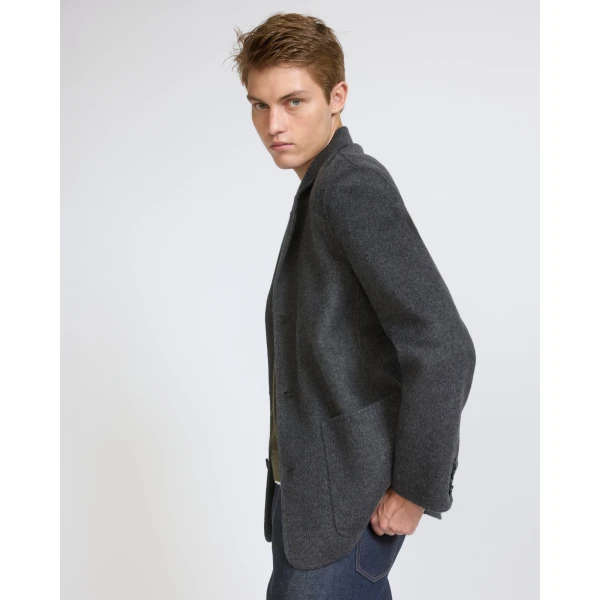 Yves Salomon Double-Sided Wool and Cashmere Blazer in Grey Marl | Men's Jackets | Coveti