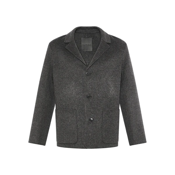 Yves Salomon Double-Sided Wool and Cashmere Blazer in Grey Marl | Men Jackets | Coveti