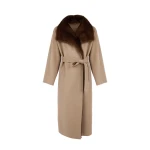 Yves Salomon Double-Sided Wool and Cashmere Coat with Mink Fur in Beige | Wool Coat | Coveti