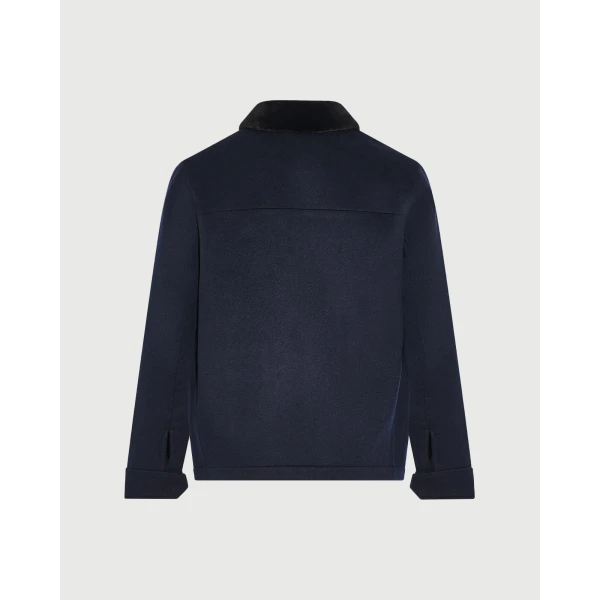 Yves Salomon Double-Sided Wool and Cashmere Jacket with Shaved Mink Collar in Navy | Men's Jackets | Coveti