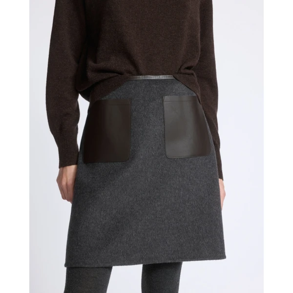 Yves Salomon Double-Sided Wool and Cashmere Skirt in Grey | Skirts | Coveti