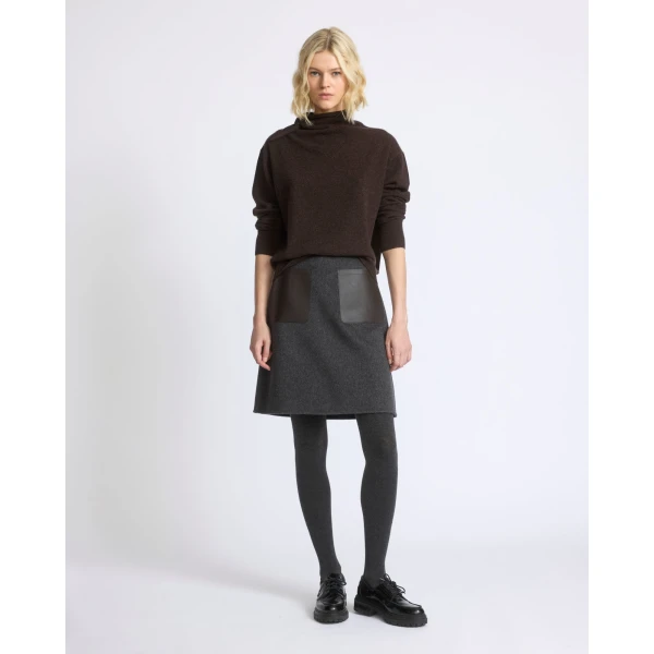 Yves Salomon Double-Sided Wool and Cashmere Skirt in Grey | Skirts | Coveti