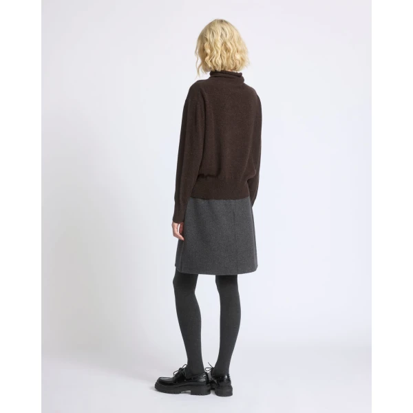 Yves Salomon Double-Sided Wool and Cashmere Skirt in Grey | Skirts | Coveti