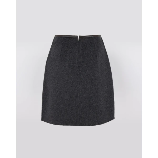 Yves Salomon Double-Sided Wool and Cashmere Skirt in Grey | Skirts | Coveti