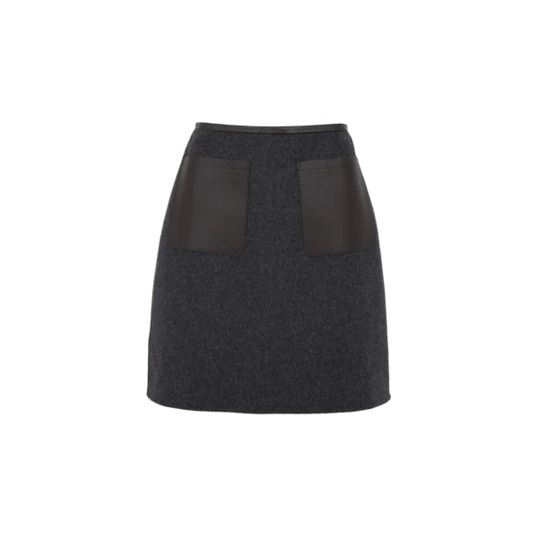 Double-Sided Wool and Cashmere Skirt in Grey