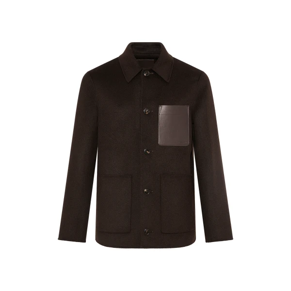 Yves Salomon Double-Sided Wool and Cashmere Workwear Jacket in Brown | Men's Jackets | Coveti